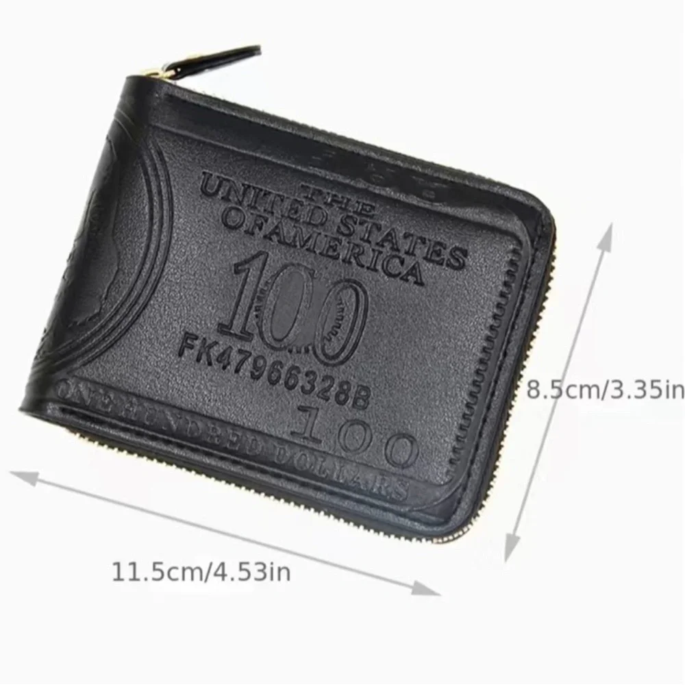American style men's‎ wallet short zipper printing dollar pattern-New